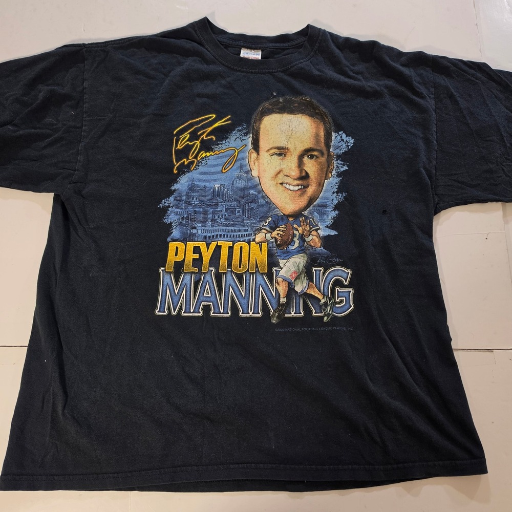 Peyton Manning Indianapolis Colts Caricature 2009 T-Shirt XL Black NFL